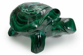 Flowery Malachite Turtle Carving - DR Congo #349334