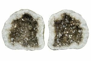 Keokuk Geode with Calcite Crystals (Pair) - Missouri #349525