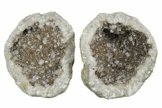 Keokuk Geode with Calcite Crystals (Pair) - Missouri #349536