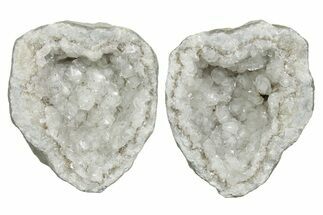 Keokuk Geode with Calcite Crystals (Pair) - Missouri #349537