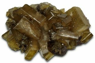 Golden Barite Crystals On Fluorite - Xiefang Mine, China #350737