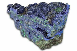 Sparkling Azurite Crystals with Fibrous Malachite - China #350785