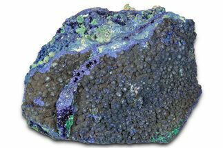 Sparkling Azurite Crystals with Fibrous Malachite - China #350787