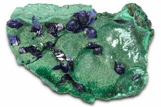 Lustrous Azurite Crystals with Fibrous Malachite - China #350789
