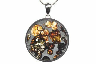 Sericho Pallasite Round Meteorite Pendant - Kenya #351396