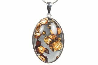 Sericho Pallasite Oval Meteorite Pendant - Kenya #351410