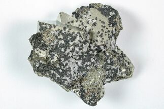 Sphalerite & Quartz on Octahedral Pyrite Crystal Cluster - Peru #352324
