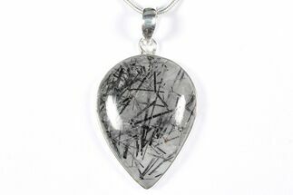 Glassy Tourmalinated Quartz Pendant - Sterling Silver #354018