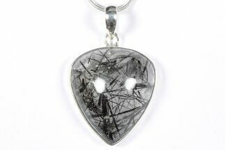 Glassy Tourmalinated Quartz Pendant - Sterling Silver #354019