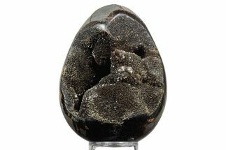 Septarian Dragon Egg Geode - Sparkly Black Crystals #356150