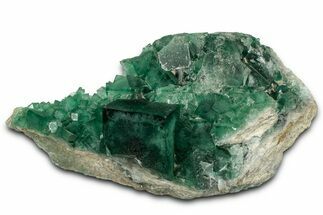 Green Fluorescent Cubic Fluorite Crystals - Madagascar #358909