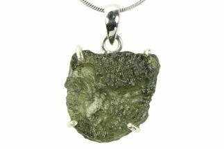Green Moldavite Tektite Pendant ( g) - Czech Republic #359280