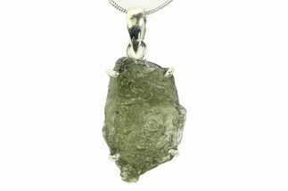 Green Moldavite Tektite Pendant ( g) - Czech Republic #359291