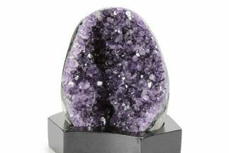 Deep Purple Amethyst Geode With Wood Base - Uruguay #360457
