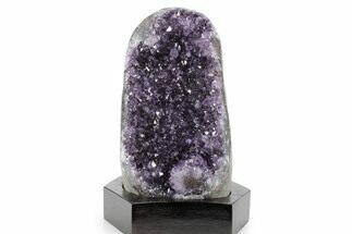 Deep Purple Amethyst Geode With Wood Base - Uruguay #360458