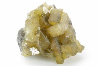 Golden Barite Crystals on Fluorite - Xiefang Mine, China #360504