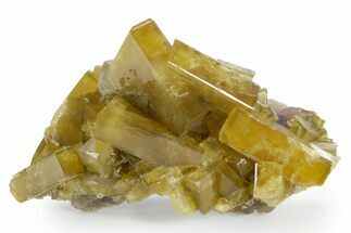 Golden Barite Crystals on Fluorite - Xiefang Mine, China #360517