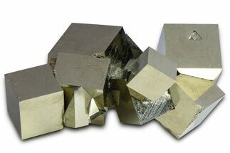Shiny, Natural Pyrite Cube Cluster - Navajun, Spain #361789