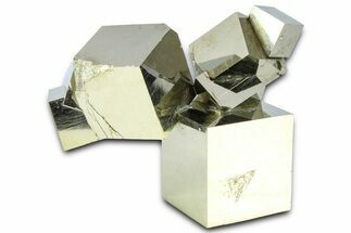 Shiny, Natural Pyrite Cube Cluster - Navajun, Spain #361806