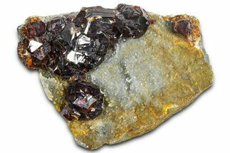 Gemmy Orange Sphalerite Crystals on Quartz - China #362585