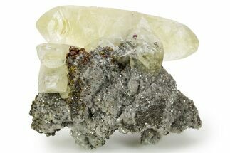 Calcite and Iridescent Chalcopyrite on Dolomite - Missouri #362888