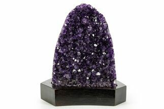 Deep Purple Amethyst Geode With Wood Base - Uruguay #364434