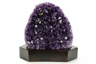 Deep Purple Amethyst Geode With Wood Base - Uruguay #364436