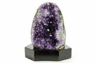 Deep Purple Amethyst Geode With Wood Base - Uruguay #364440