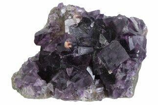 Purple Cubic Fluorite Crystal Cluster on Druzy Quartz - China #364645