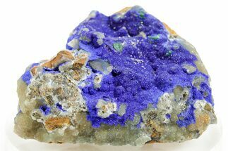 Sparkling Blue Azurite Crystals on Smithsonite - Congo #366029