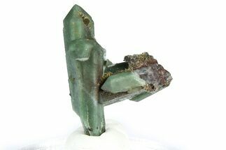 Green Hedenbergite Included Quartz Cluster - Mongolia #366511
