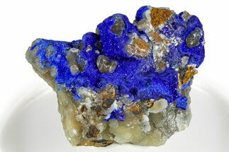 Sparkling Blue Azurite Crystals on Smithsonite - Congo #368203