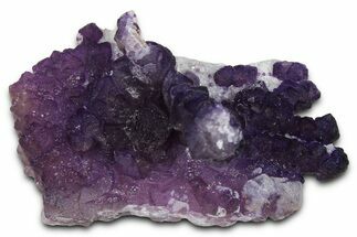 Rich Purple Octahedral Fluorite Crystals w/ Druzy Quartz - Arizona #368346