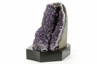 Deep Purple Amethyst Geode With Wood Base - Uruguay #368339