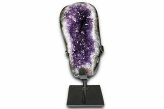 Deep-Purple Amethyst Geode With Metal Stand - Uruguay #368350