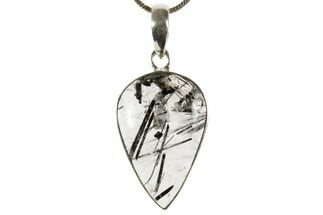 Glassy Tourmalinated Quartz Pendant - Sterling Silver #369885