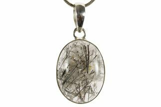 Glassy Tourmalinated Quartz Pendant - Sterling Silver #369886
