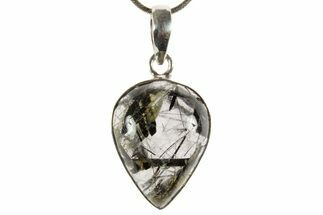 Glassy Tourmalinated Quartz Pendant - Sterling Silver #369888