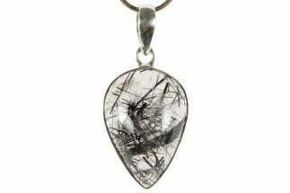 Glassy Tourmalinated Quartz Pendant - Sterling Silver #369889