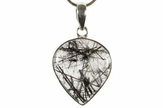 Glassy Tourmalinated Quartz Pendant - Sterling Silver #369890