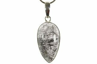 Glassy Tourmalinated Quartz Pendant - Sterling Silver #369891