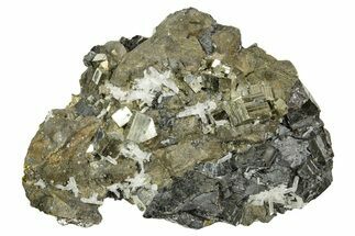 Quartz and Pyrite Crystals on Sphalerite and Chalcopyrite - Peru #369844