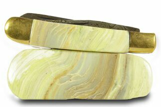 Pocket Knife with Banded Green Onyx Inlays & Base #370799