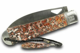 Pocket Knife with Leopard Stone Inlays #370816