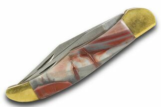 Pocket Knife with Colorful Jasper & Banded Agate Inlays #370832