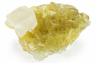 Gemmy Yellow Fluorite with Calcite - Spain #374086