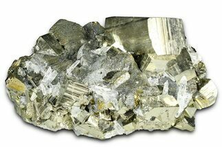 Gleaming Striated Pyrite with Chalcopyrite and Quartz - Peru #376067