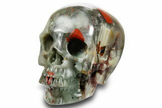 Realistic, Polished Bloodstone (Heliotrope) Skull - South Africa #378598