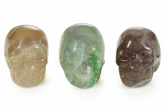 Polished Purple and Green Fluorite Crystal Skulls #378713