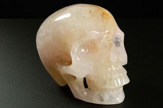 Realistic, Polished Brazilian Rose Quartz Crystal Skull #378687
